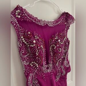 Embellished with his hannah S Magenta Evening Gown